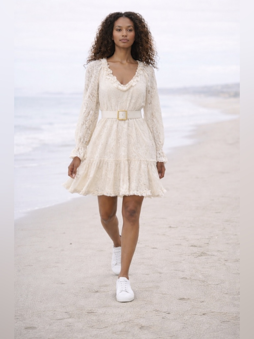 Kobi Halperin Senna Lace Dress Cream Boho Ruffle XXL - Picture 10 of 12